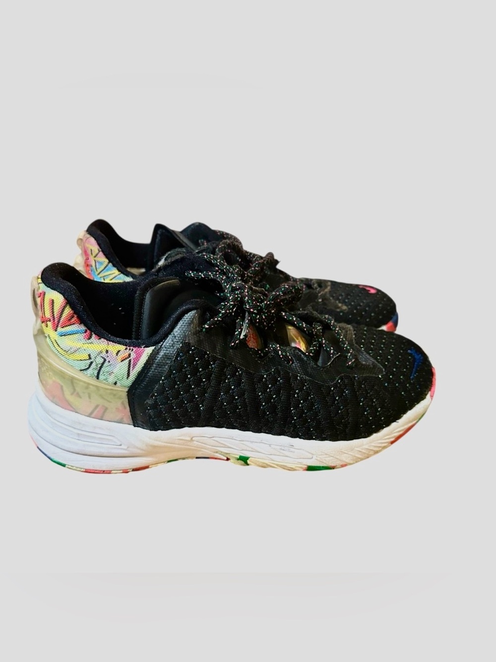 Nike LeBron 18 GS "James Gang" Black White Multicolor Sneaker 2.5Y